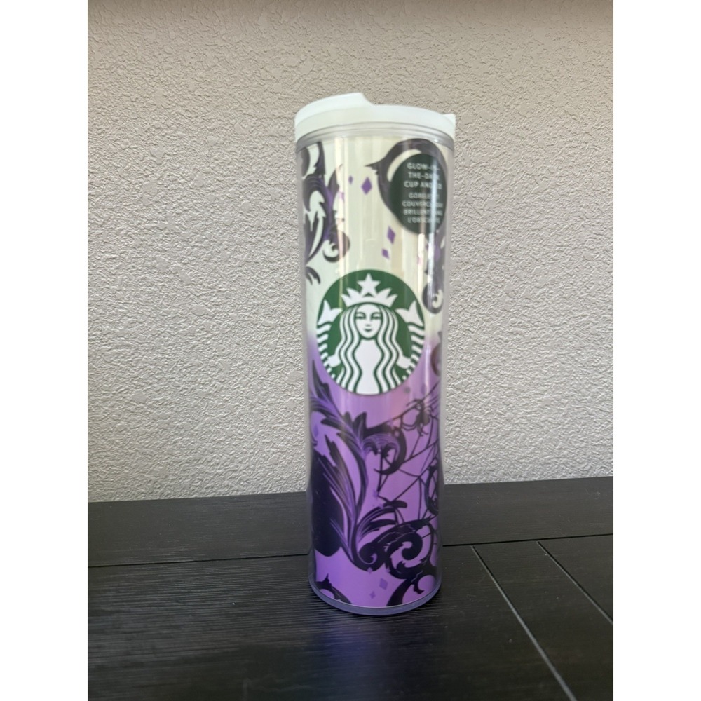 Starbucks Halloween 2021 Purple Cat Spider Web Hot / Cold Cup Tumbler 16 oz NEW
